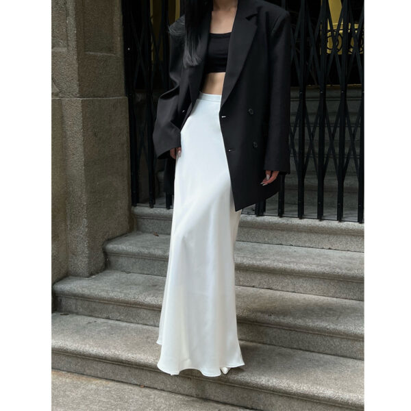 Women's Solid Color Acetate Satin Design Skirt - Image 3