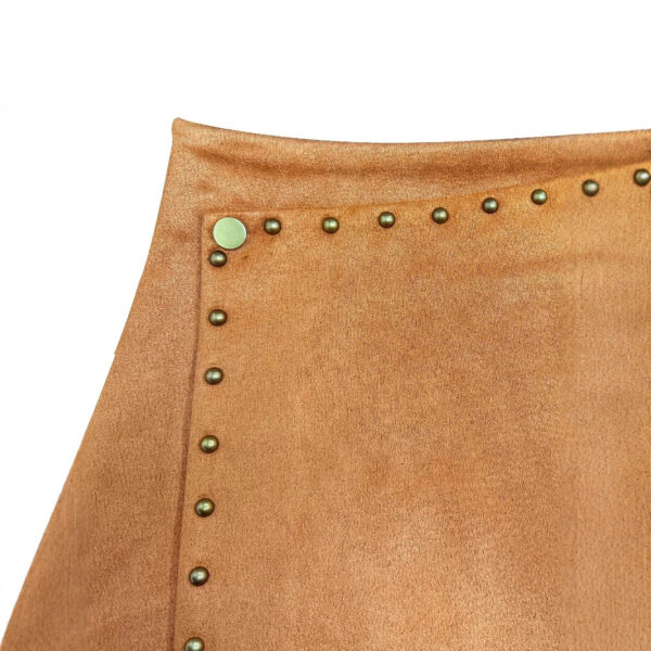 Women's Solid Color Metal Nail Tassel Decoration High Waist A-line Short Skirt - Image 2