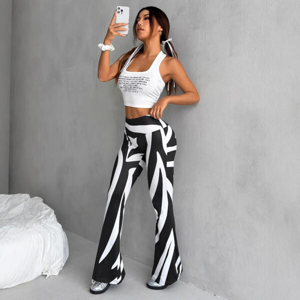 Bell-bottom Pants Fashion Printed High Waist Sheath Casual Pants - Image 5