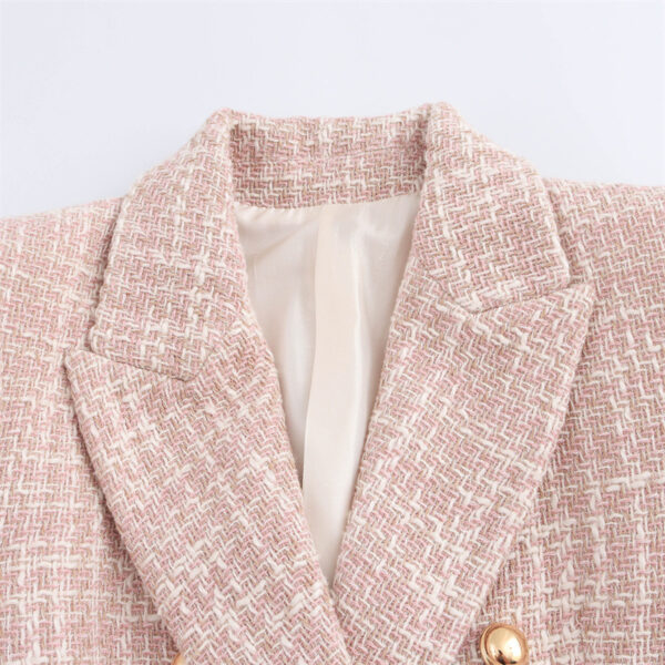 Autumn Texture Double Row Ornament Slim Suit Jacket - Image 6