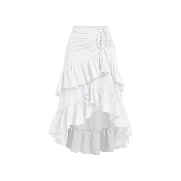 Asymmetric Hem High Waist Tied Lotus Leaf Hem Skirt - Image 4
