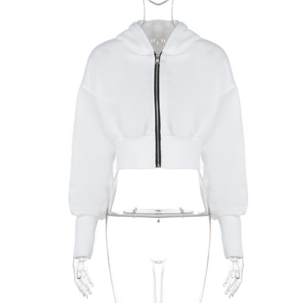 Women's Fashion Cardigan Zipper Hooded Long Sleeve - Image 2