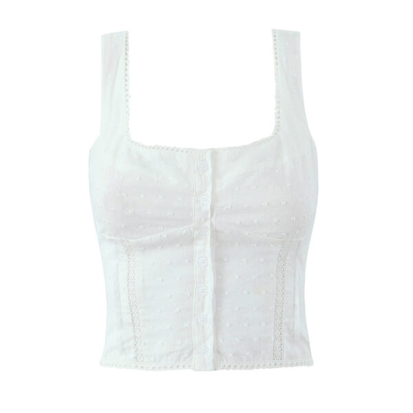 Flower Embroidered Button Cardigan Short Camisole