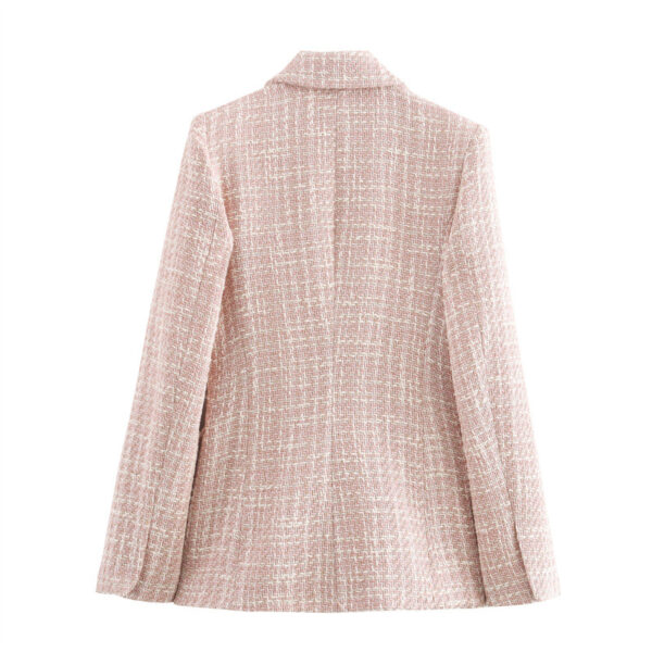 Autumn Texture Double Row Ornament Slim Suit Jacket - Image 5