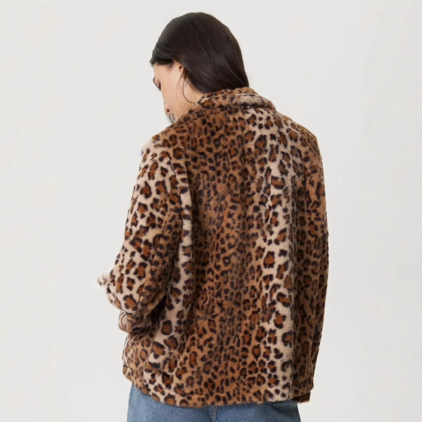 Women's Buckle Lapel Thickening Leopard Print Coat - Image 6