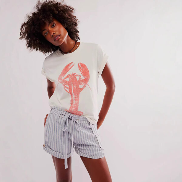 Short Sleeve Top Round Neck Printed White For Girls - Image 3