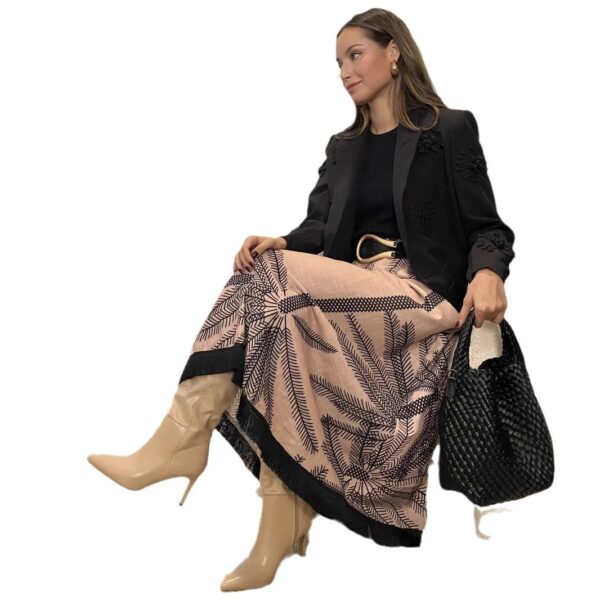 Polyester Printed Floral Tassel Skirt - Image 4