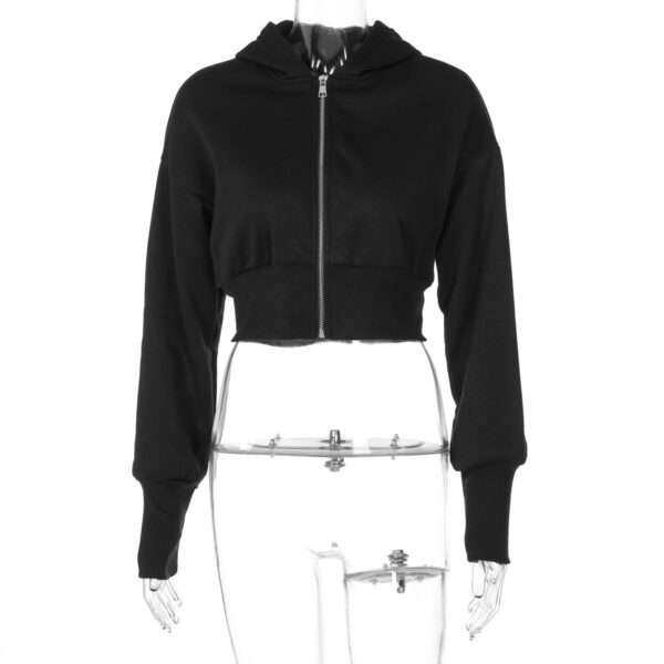 Women's Fashion Cardigan Zipper Hooded Long Sleeve - Image 3