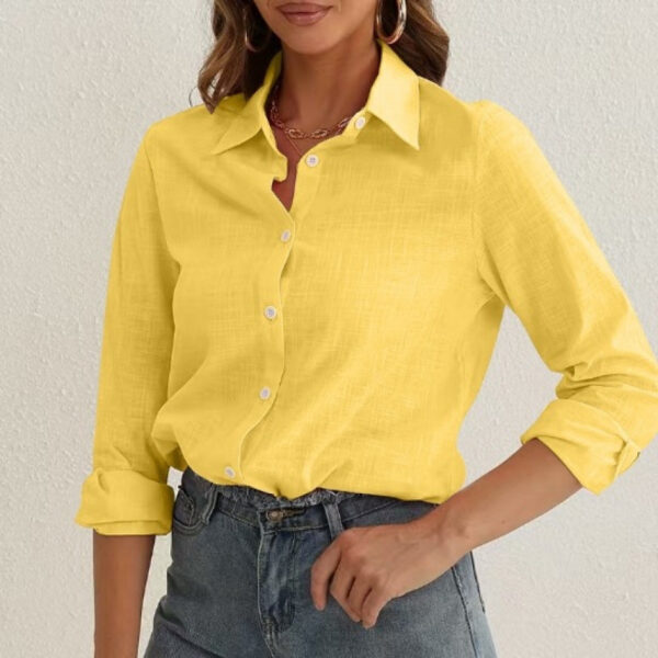 Casual Women's Shirt Solid Color Loose Top - Image 2