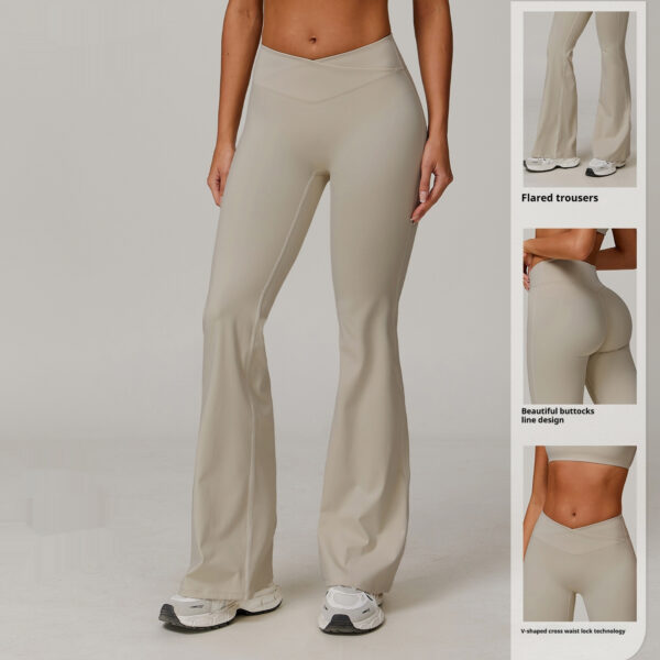High Waist Running Sports And Leisure Skinny Versatile Bell-bottom Pants Women - Image 5