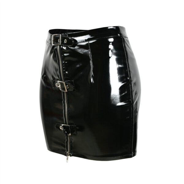 Female PU Leather Tight Fitting Hip Hugging Short Skirt - Image 4