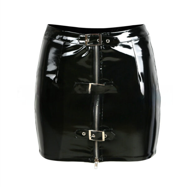 Female PU Leather Tight Fitting Hip Hugging Short Skirt - Image 3